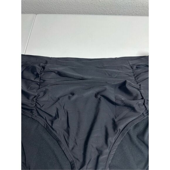California Waves Plus Shirred Swim Bottoms Size 2 (20/22) Black Tummy Control - Picture 3 of 11